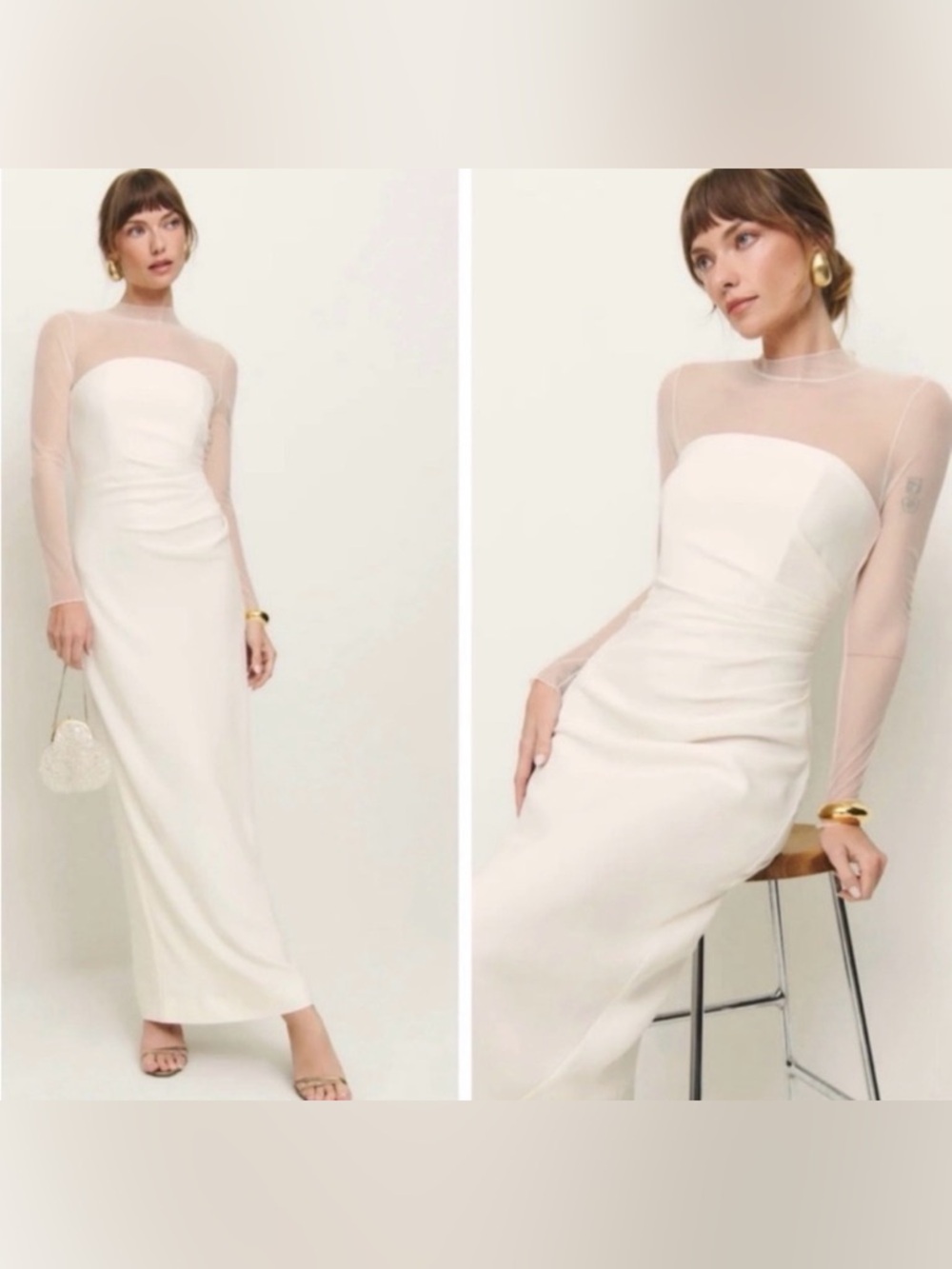 NWT NEW Reformation Adalia Dress in Ivory